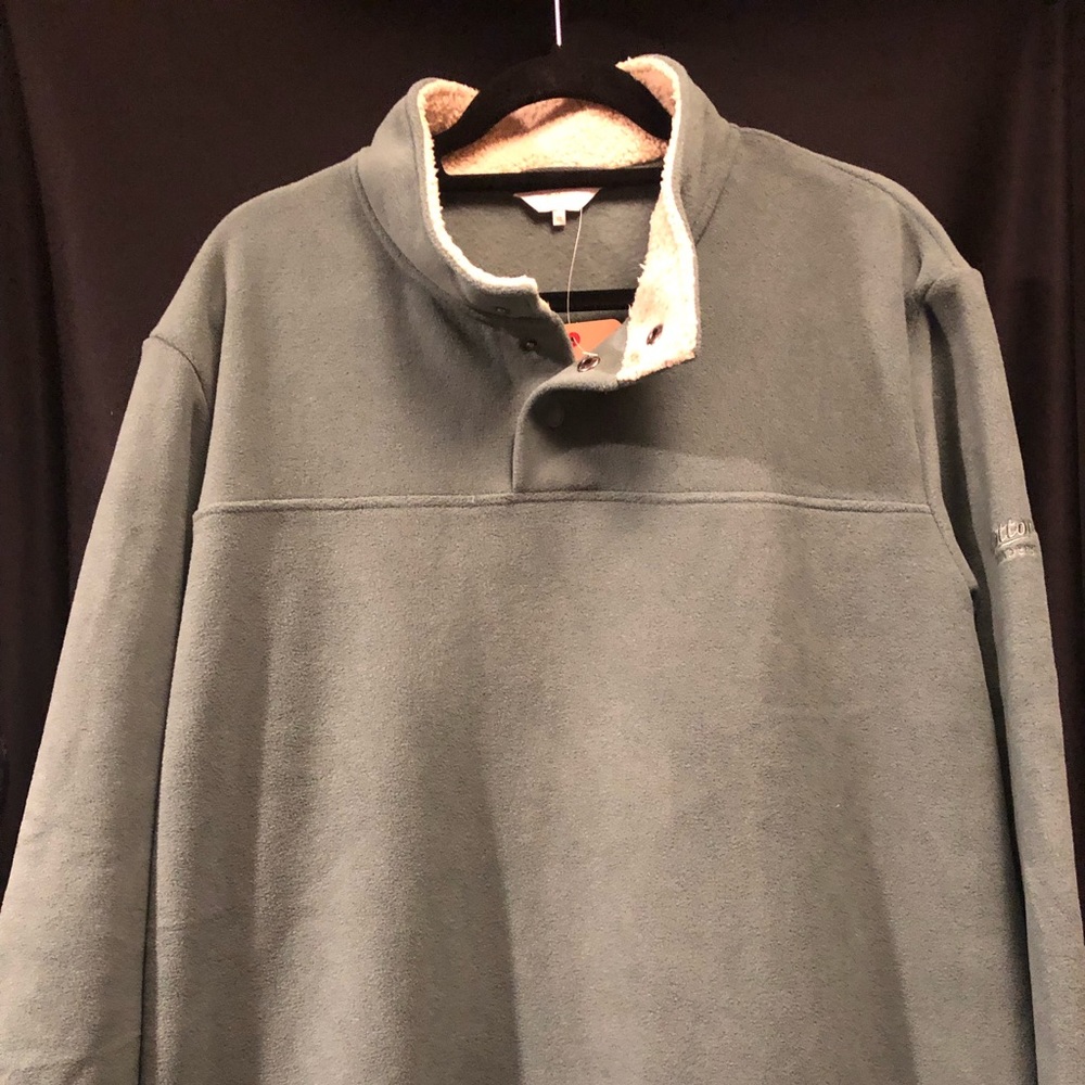Cotton Traders Men’s Green Lux Fleece Popover, XL